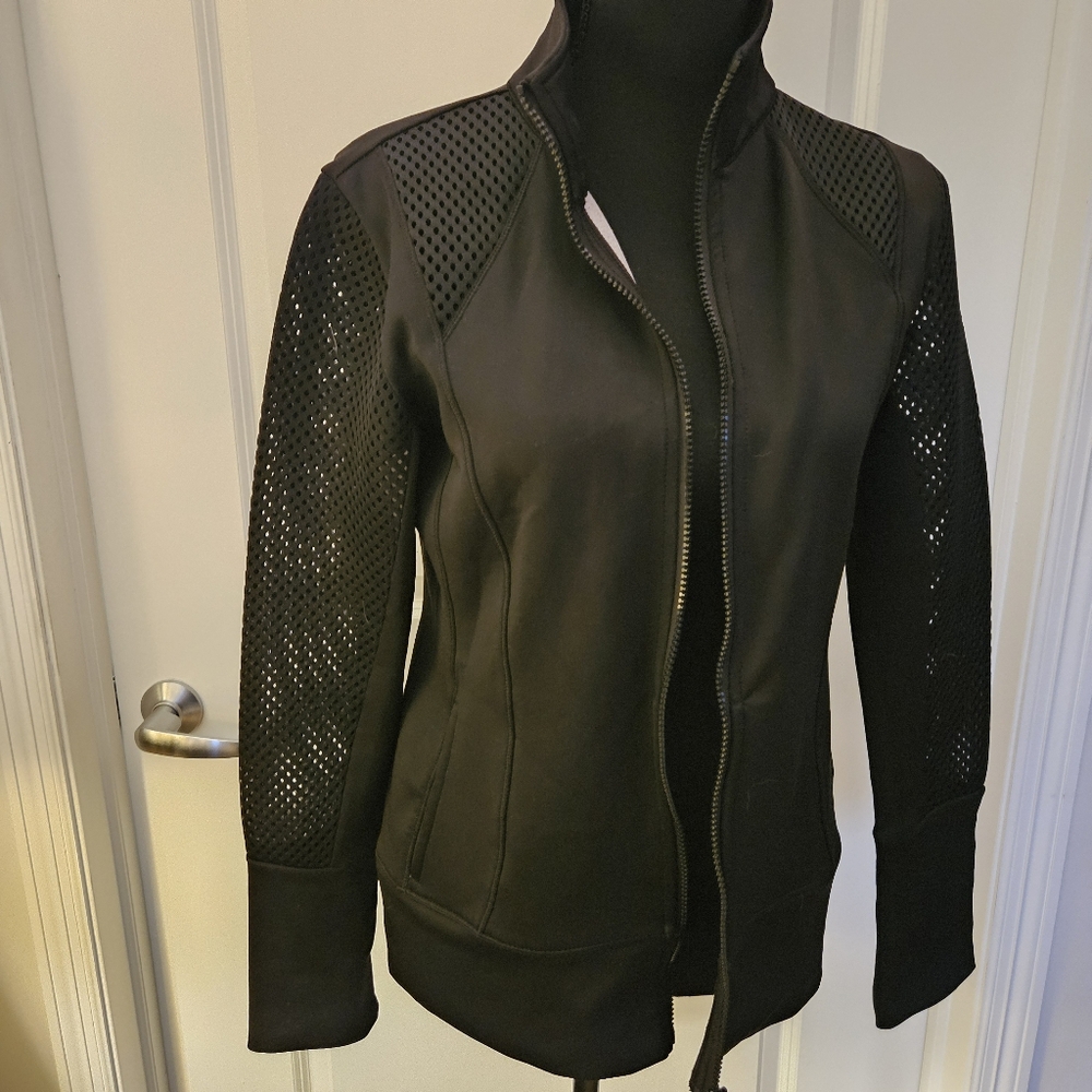 90 Degree By Reflex Black Bomber Jacket with Perforated Sleeves